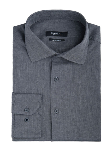 MEN'S MANETTI SHIRT FORMAL  DARK GREY