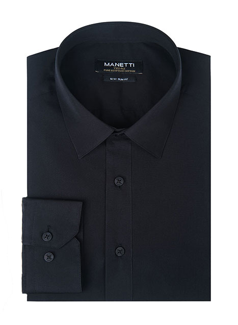 MEN'S MANETTI SHIRT FORMAL  BLACK