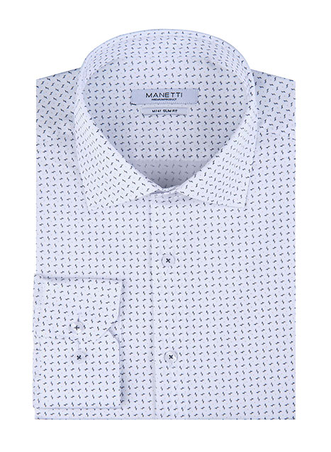 MEN'S MANETTI SHIRT FORMAL  WHITE-GREEN-BLUE