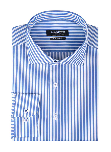 MEN'S MANETTI SHIRT FORMAL  WHITE BLUE