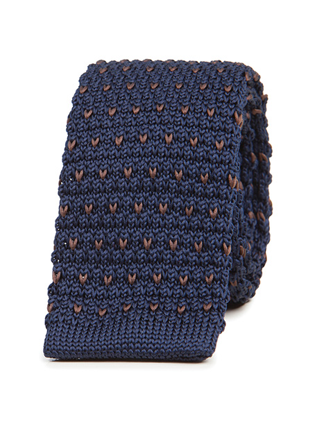 MEN'S MANETTI KNITTED TIE FORMAL  BLUE-KHAKI
