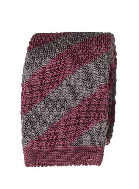 MEN'S MANETTI KNITTED TIE FORMAL  WINE-GREY