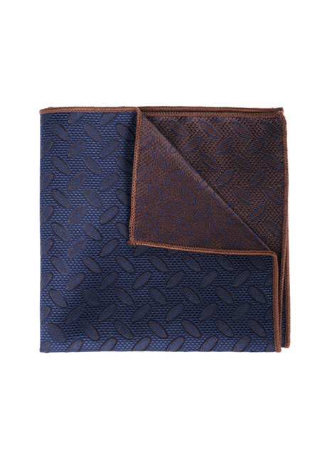 MEN'S MANETTI POCKET SQUARES FORMAL  BLUE BROWN