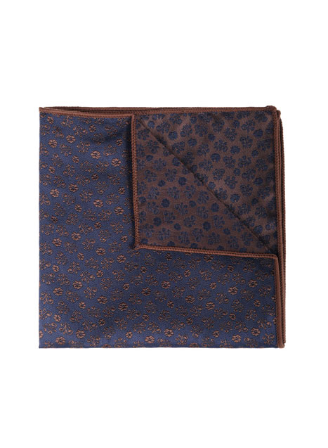 MEN'S MANETTI POCKET SQUARES FORMAL  BROWN BLUE