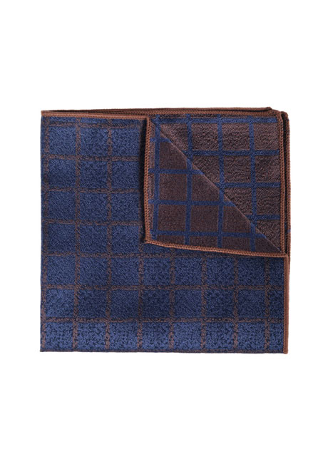 MEN'S MANETTI POCKET SQUARES FORMAL  BLUE BROWN