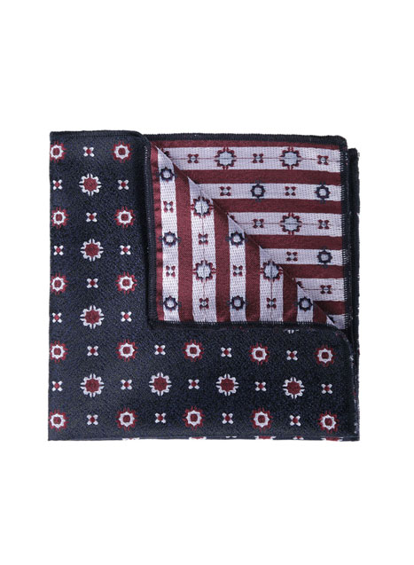 MEN'S MANETTI POCKET SQUARES FORMAL  BLUE BORDEAUX