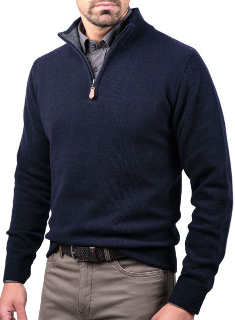 Ανδρικό Πουλόβερ half zip Manetti casual blue