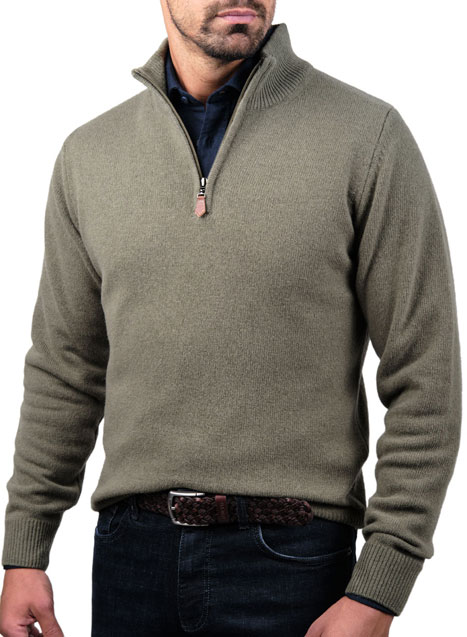 Ανδρικό Πουλόβερ half zip Manetti casual sage