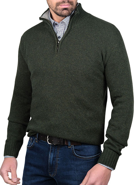 MEN'S ΠΟΥΛΟΒΕΡ HALF ZIP MANETTI CASUAL  BOTTLE GREEN