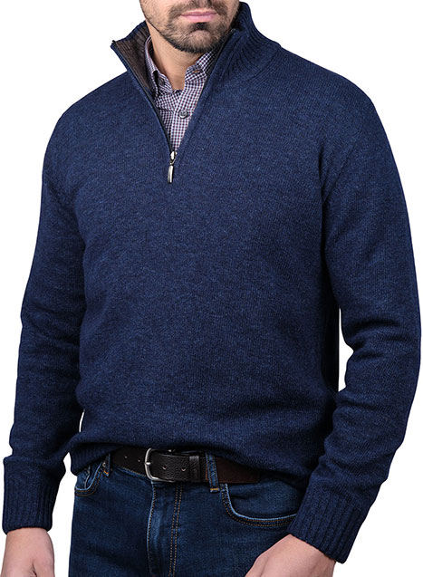 MEN'S ΠΟΥΛΟΒΕΡ HALF ZIP MANETTI CASUAL  INDIGO