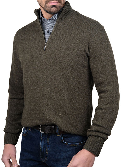 MEN'S ΠΟΥΛΟΒΕΡ HALF ZIP MANETTI CASUAL  GREEN