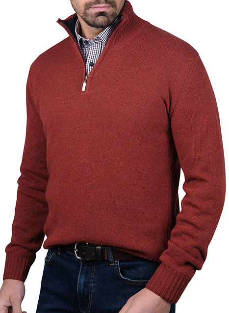 MEN'S ΠΟΥΛΟΒΕΡ HALF ZIP MANETTI CASUAL  RUST