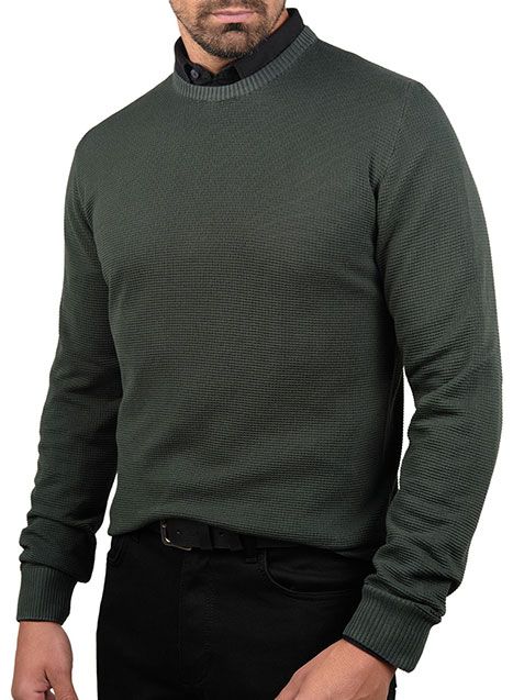 Ανδρικό Πουλόβερ Manetti garment dye casual green