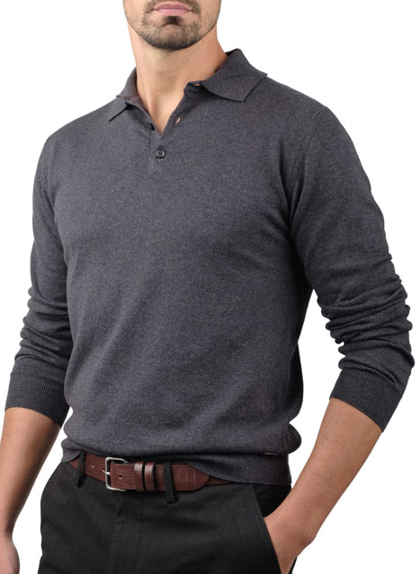 MEN'S MANETTI KNITTED POLO CASUAL  GREY