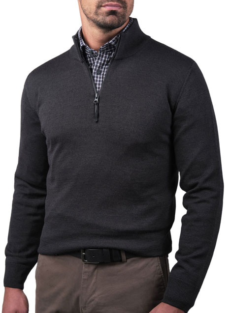 Ανδρικό Πουλόβερ half zip Manetti casual dark grey