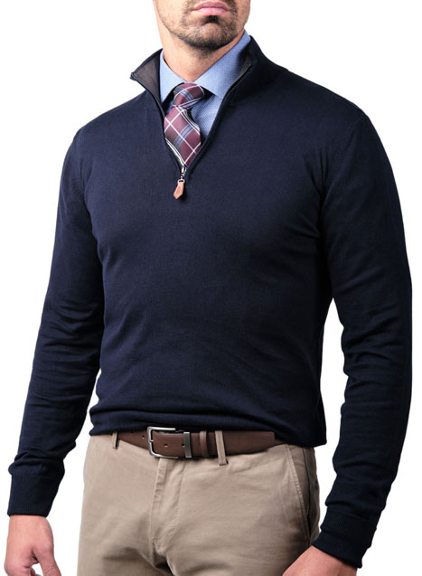 MEN'S ΠΟΥΛΟΒΕΡ HALF ZIP MANETTI CASUAL  BLUE