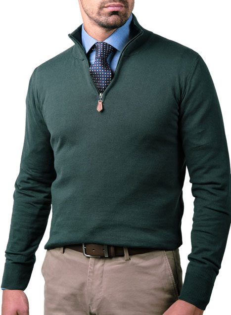 MEN'S ΠΟΥΛΟΒΕΡ HALF ZIP MANETTI CASUAL  GREEN