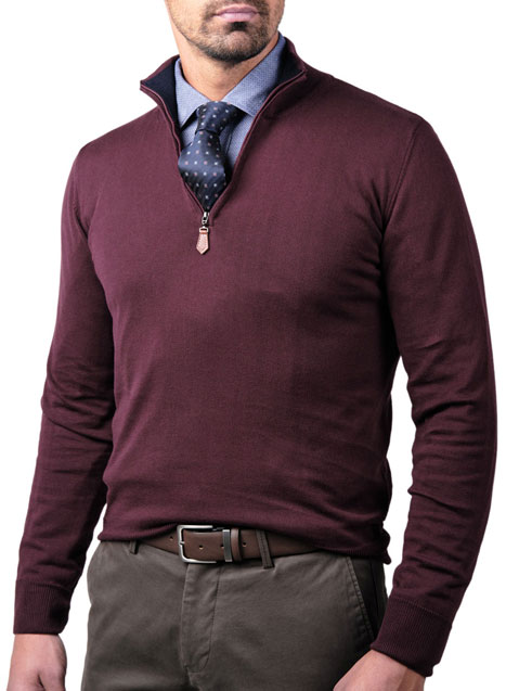 MEN'S ΠΟΥΛΟΒΕΡ HALF ZIP MANETTI CASUAL  BORDEAUX