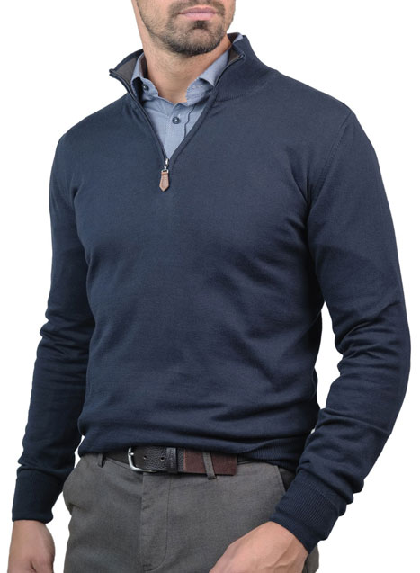 MEN'S ΠΟΥΛΟΒΕΡ HALF ZIP MANETTI CASUAL  BLUE