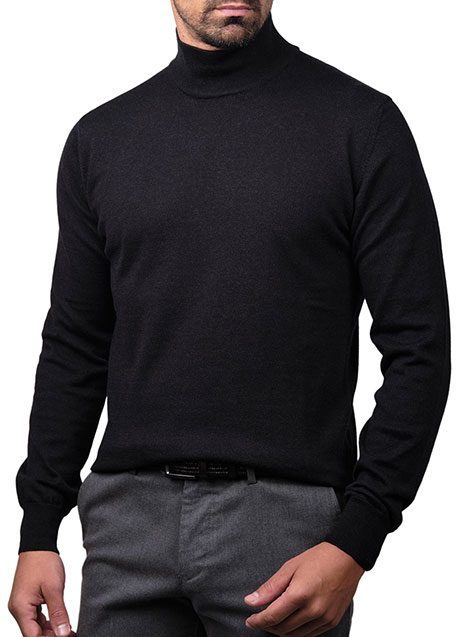 MEN'S HI-NECK ΠΟΥΛΟΒΕΡ MANETTI CASUAL  DARK GREY MELANZE