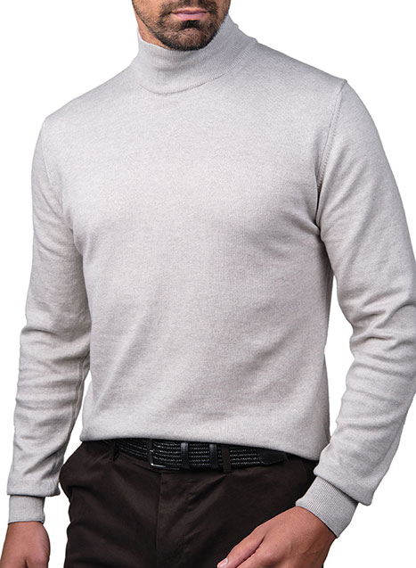 MEN'S HI-NECK ΠΟΥΛΟΒΕΡ MANETTI CASUAL  OFF WHITE MELANZE