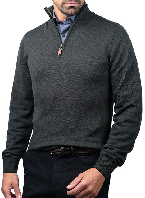 MEN'S ΠΟΥΛΟΒΕΡ HALF ZIP MANETTI CASUAL  MILITARE