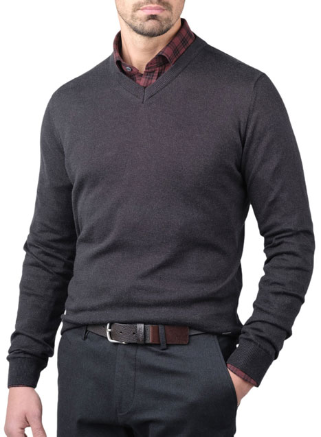 MEN'S ΠΟΥΛΟΒΕΡ V ΜΑΝΕΤΤΙ CASUAL  DARK GREY MELANGE