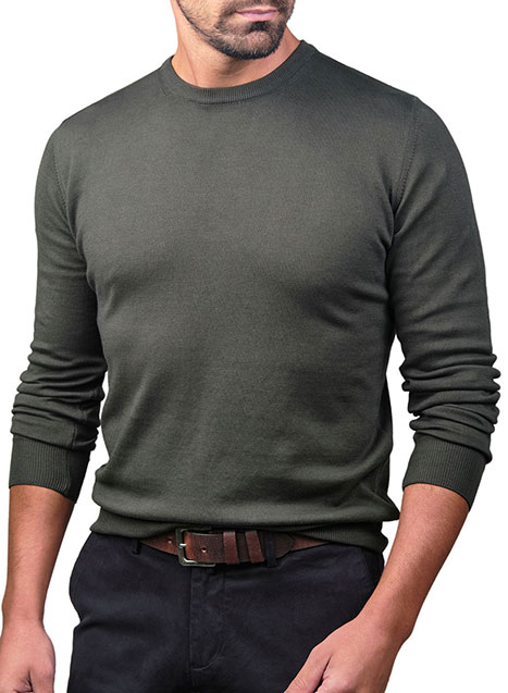 Ανδρικό Πουλόβερ Manetti garment dye casual dark green