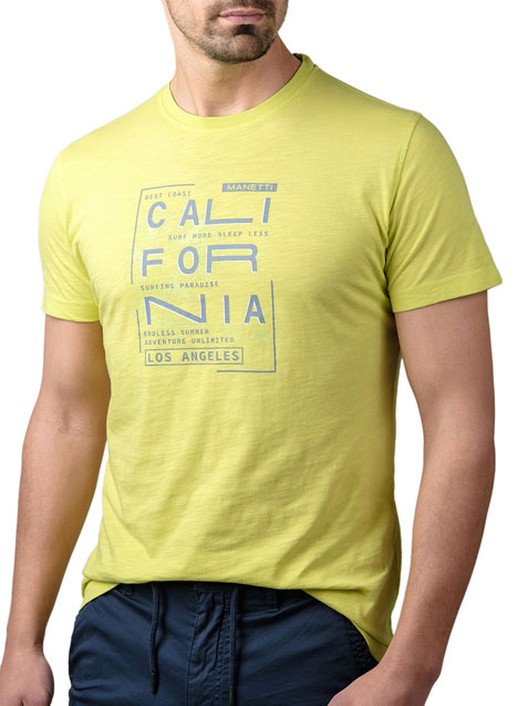 Ανδρικό T-shirt κοντό μανίκι Manetti casual yellow