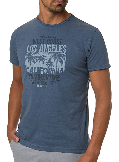 Ανδρικό T-Shirt Manetti casual indigo blue