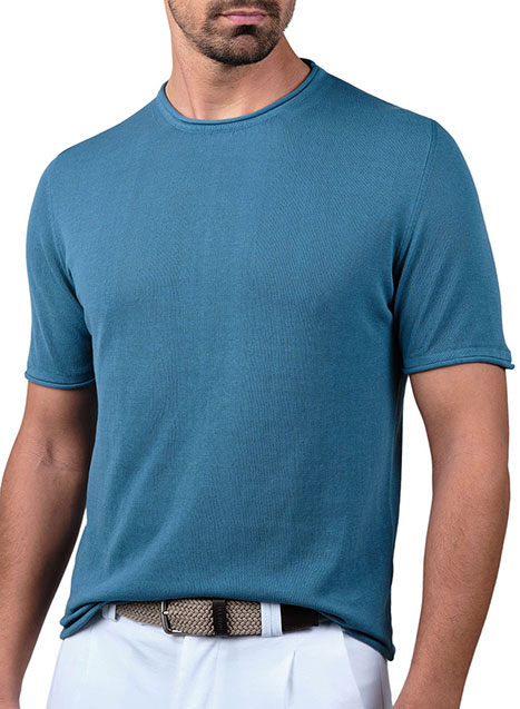 Ανδρικό πλεκτό tshirt manetti casual indigo