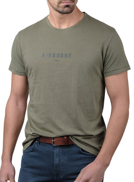 Ανδρικό T-shirt κοντό μανίκι Manetti casual khaki green