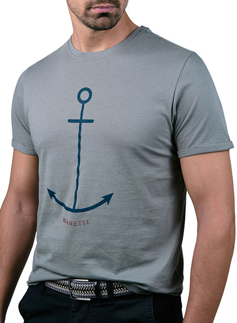 MEN'S TSHIRT MANETTI CASUAL  GREY