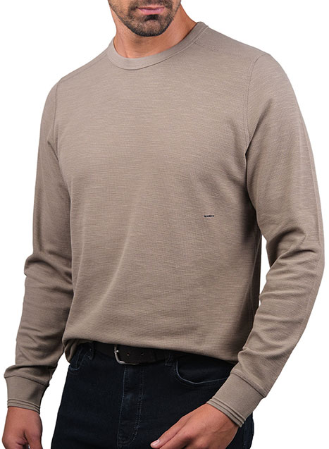 MEN'S T-SHIRT ΜΑΚΡΥ ΜΑΝΙΚΙ MANETTI CASUAL  BEIGE