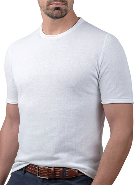 Ανδρικό πλεκτό tshirt manetti casual white