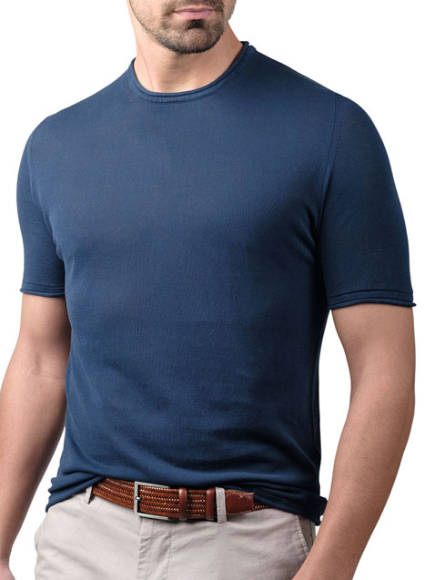 Ανδρικό πλεκτό tshirt manetti casual blue