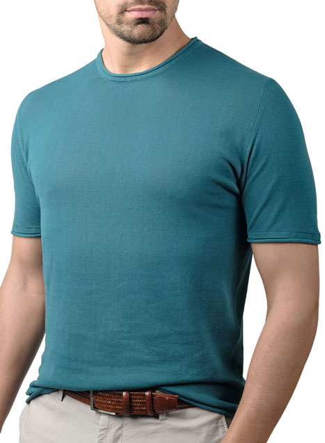 Ανδρικό πλεκτό tshirt manetti casual petrolio