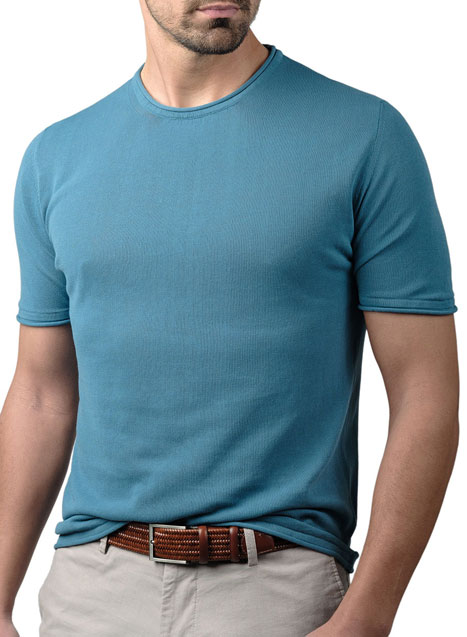 Ανδρικό πλεκτό tshirt manetti casual avio blue