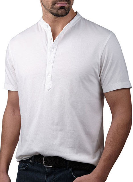MEN'S HENLEY GARMENT DYE MANETTI CASUAL  WHITE