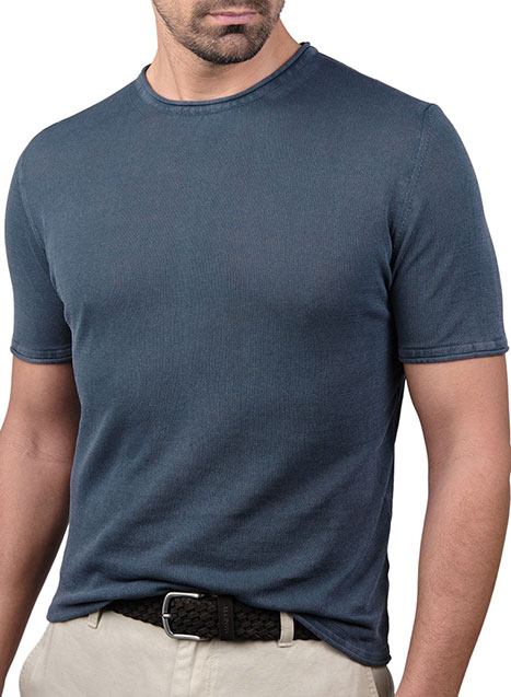 Ανδρικό Νημάτινο tshirt Manetti casual blue
