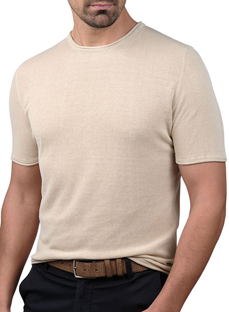 Ανδρικό Νημάτινο tshirt Manetti casual cream