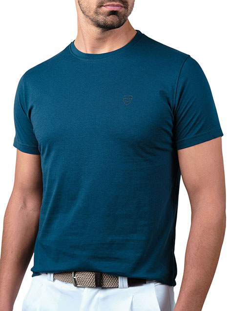 MEN'S T-SHIRT ΚΟΝΤΟ ΜΑΝΙΚΙ MANETTI CASUAL  BLUE