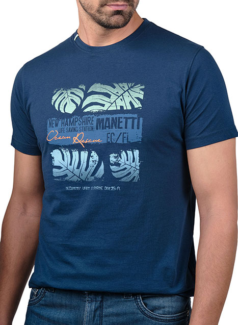 Ανδρικό T-shirt κοντό μανίκι Manetti casual blue