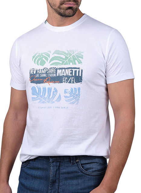 Ανδρικό T-shirt κοντό μανίκι Manetti casual white