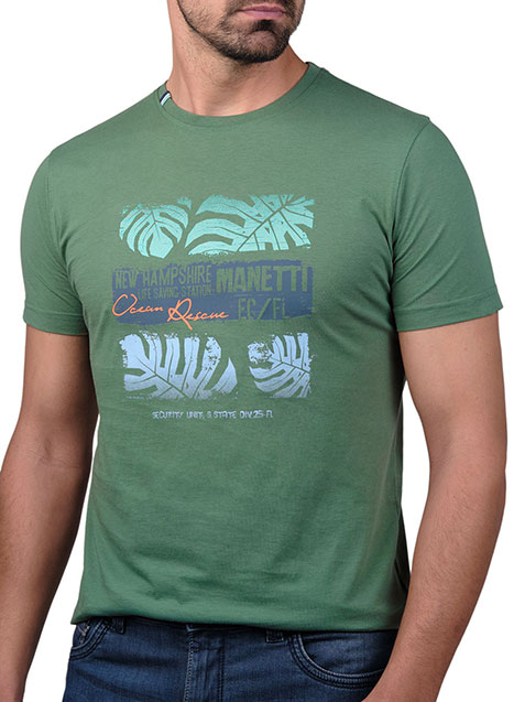 Ανδρικό T-shirt κοντό μανίκι Manetti casual green
