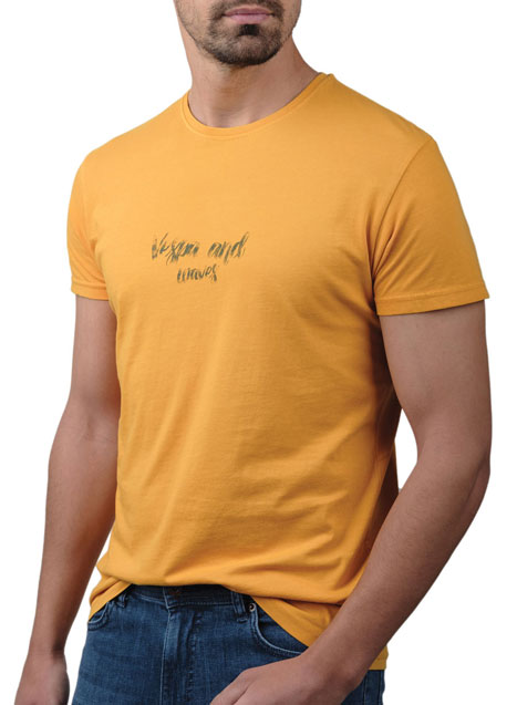 Ανδρικό T-shirt κοντό μανίκι Manetti casual mustard yellow
