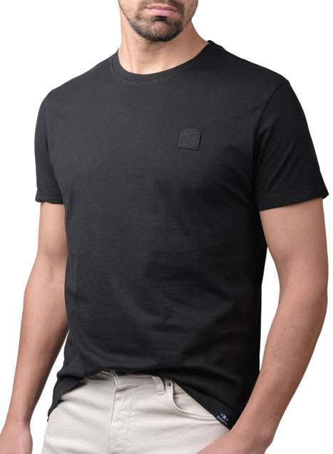 MEN'S T-SHIRT ΚΟΝΤΟ ΜΑΝΙΚΙ MANETTI CASUAL  BLACK