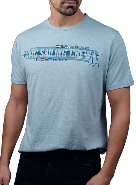 Ανδρικό T-shirt garment dye Manetti casual light blue