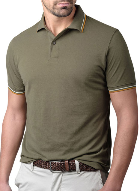 MEN'S MANETTI POLO CASUAL  MILITARY GREEN