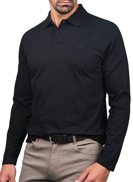 MEN'S POLO ΜΑΚΡΥ ΜΑΝΙΚΙ MANETTI CASUAL  BLACK